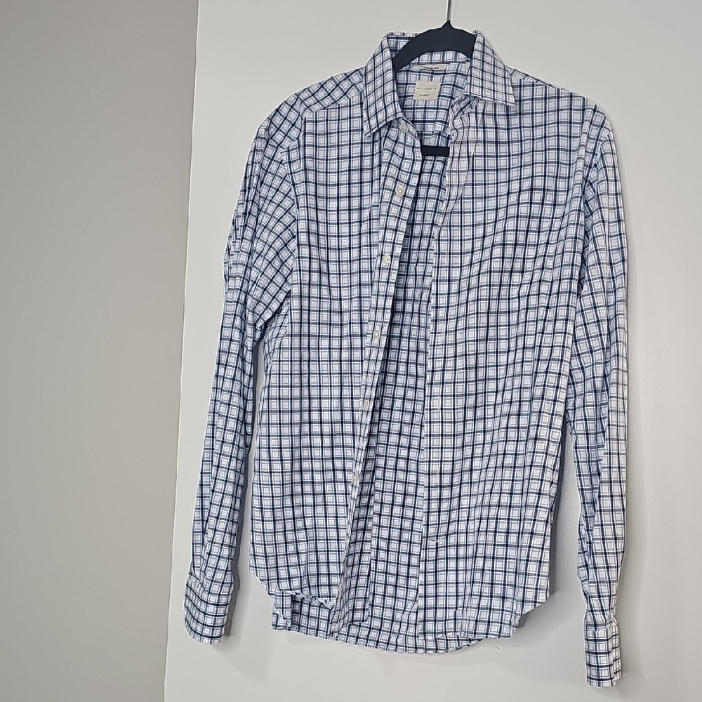 Classic White and Blue Checkered Men's Shirt